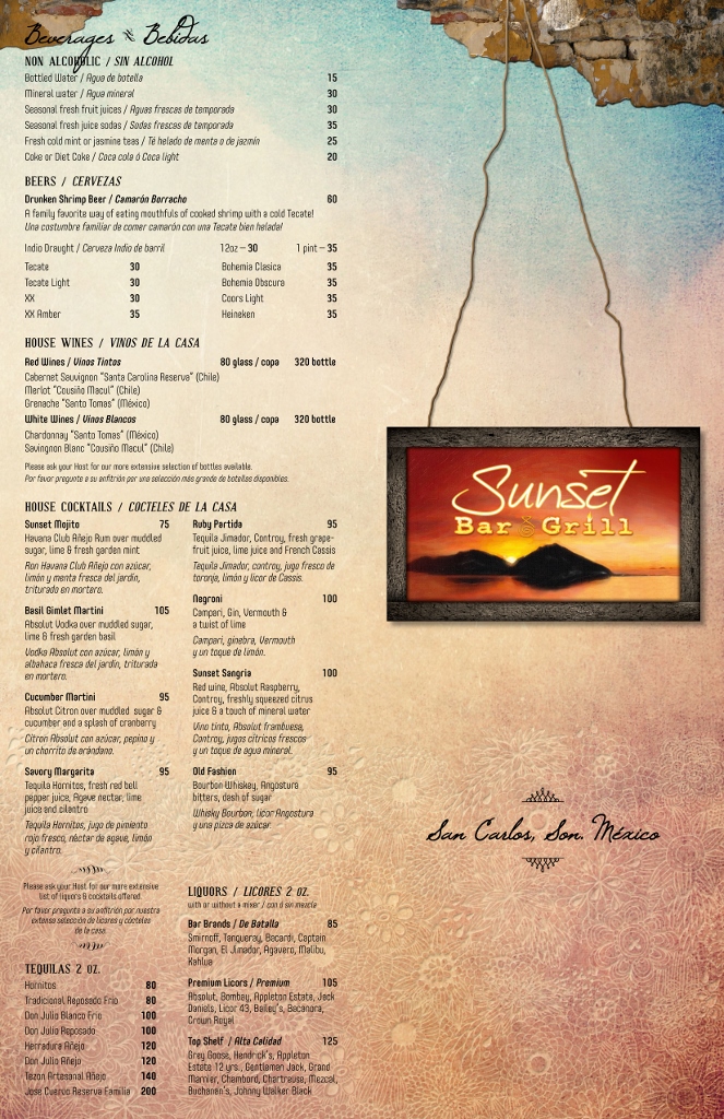 Sunset Bar & Grill San Carlos Sonora Restaurant casual dining with