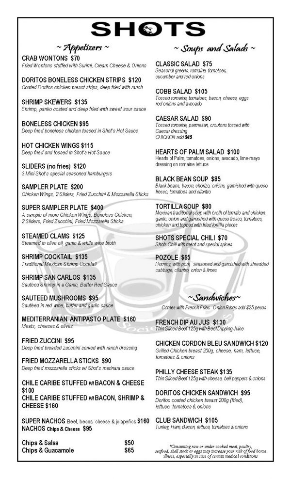 hot shots restaurant menu hot shots restaurant menu