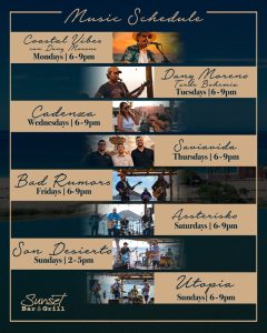 Sunset Bar & Grill music lineup June 2026