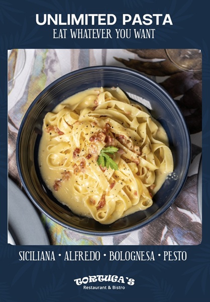 Tortuga unlimited pasta Sunday special